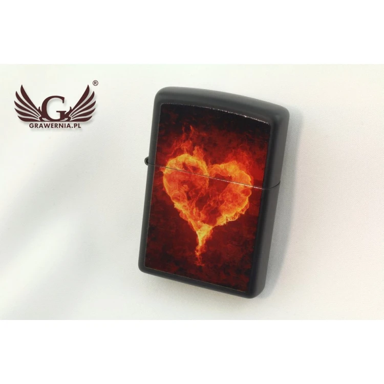 Zippo Lighter Burning Heart Black Matte - ZIP017