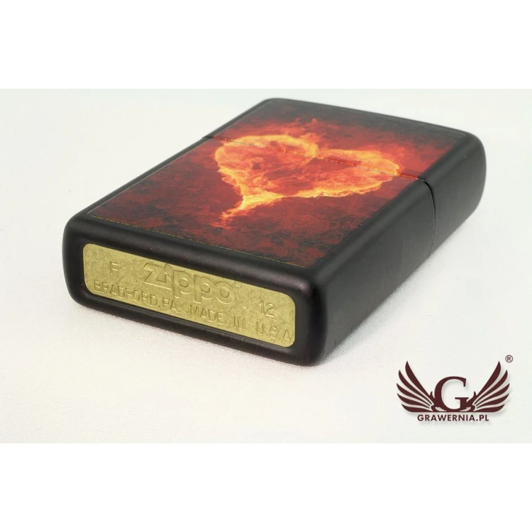 Zippo Lighter Burning Heart Black Matte - ZIP017