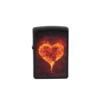 Zippo Lighter Burning Heart Black Matte - ZIP017