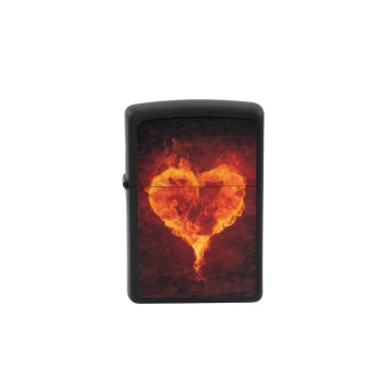 Zippo Lighter Burning Heart Black Matte - ZIP017