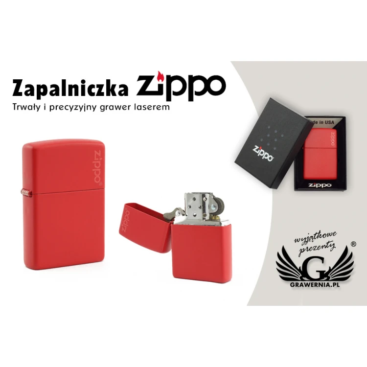 ZIPPO Lighter Red Matte Logo - ZIP010