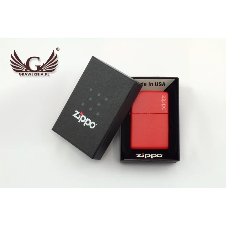 ZIPPO Lighter Red Matte Logo - ZIP010