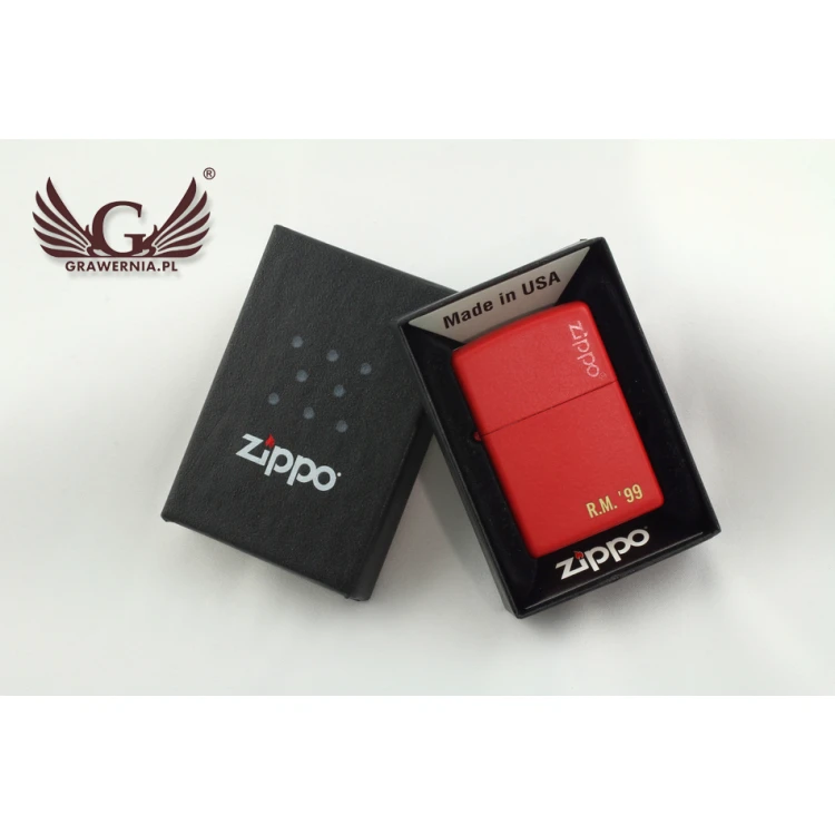 ZIPPO Lighter Red Matte Logo - ZIP010