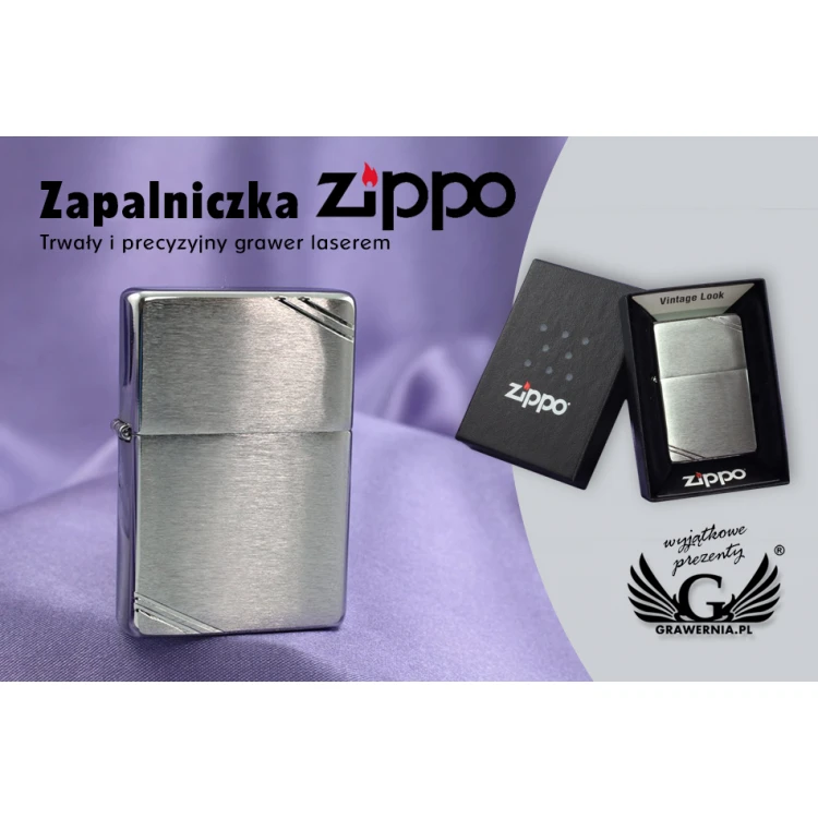 ZIPPO Vintage Brushed Chrome with Slashes Lighter - ZIP027