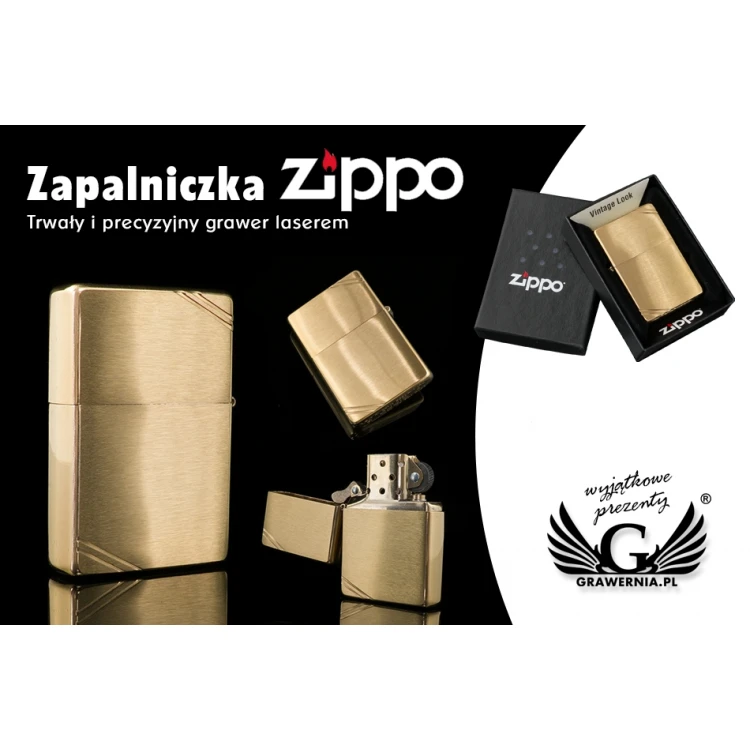 ZIPPO Vintage Brushed Brass with Slashes Lighter - ZIP048