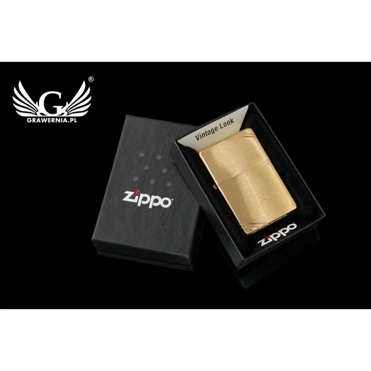 ZIPPO Vintage Brushed Brass with Slashes Lighter - ZIP048