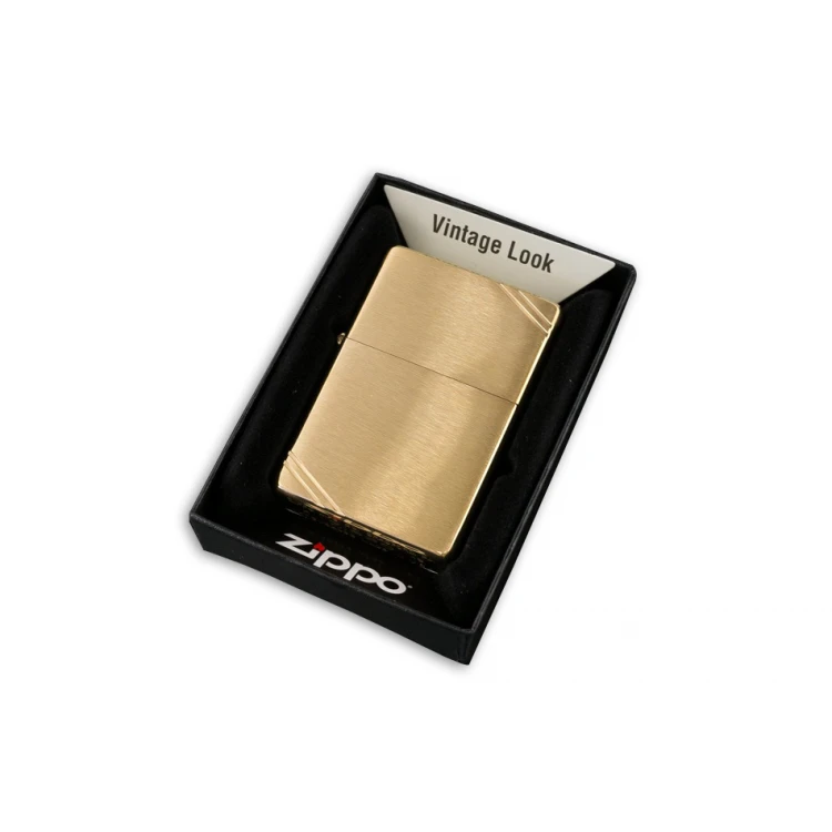 ZIPPO Vintage Brushed Brass with Slashes Lighter - ZIP048