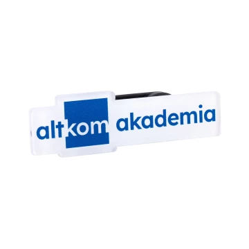 Magnetic clasp with any logo - transparent acrylic with UV print - dimensions 52x15.5mm - PWD037