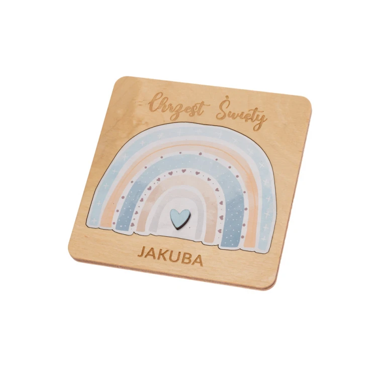 Holy Baptism Wooden Invitations - Engraving and UV Print - ZAP079