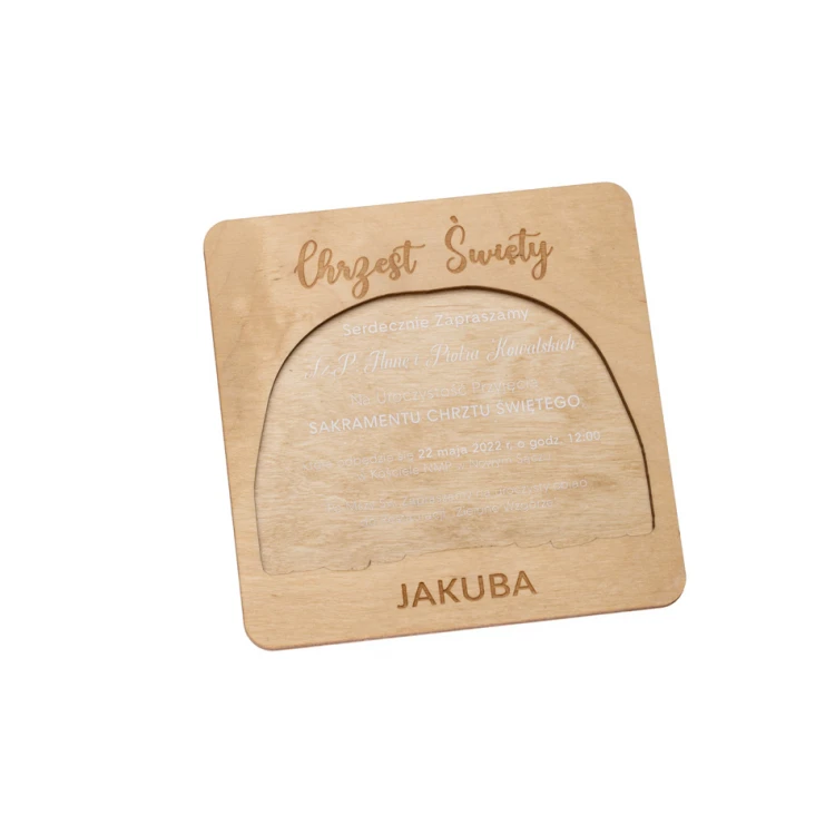Holy Baptism Wooden Invitations - Engraving and UV Print - ZAP079