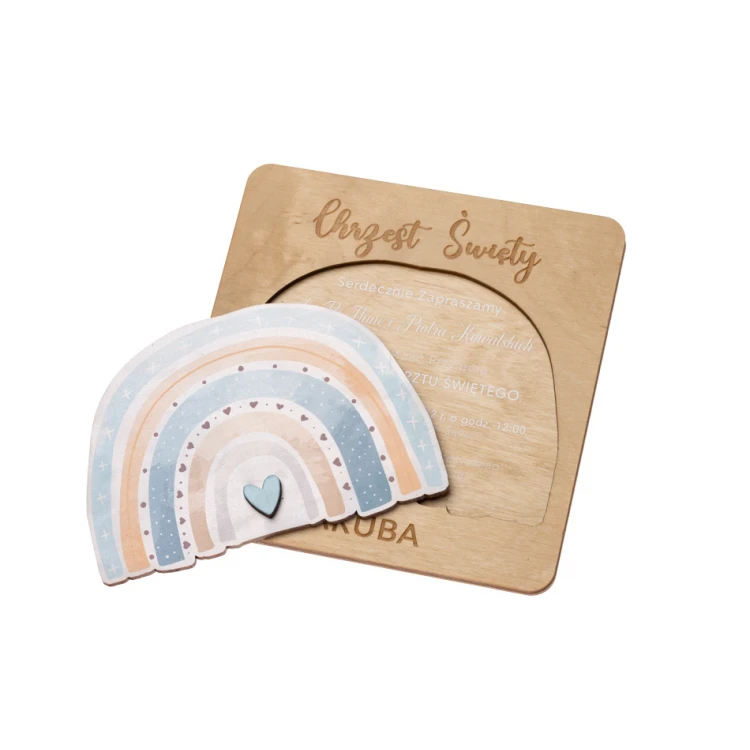 Holy Baptism Wooden Invitations - Engraving and UV Print - ZAP079