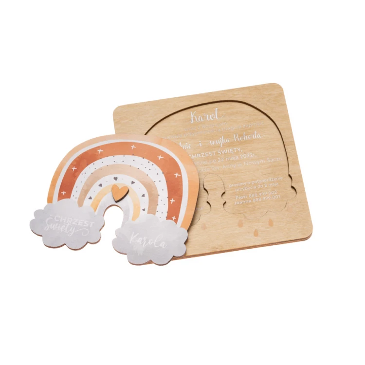 Holy Baptism Wooden Invitations - UV Print - ZAP078