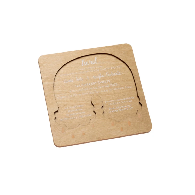 Holy Baptism Wooden Invitations - UV Print - ZAP078