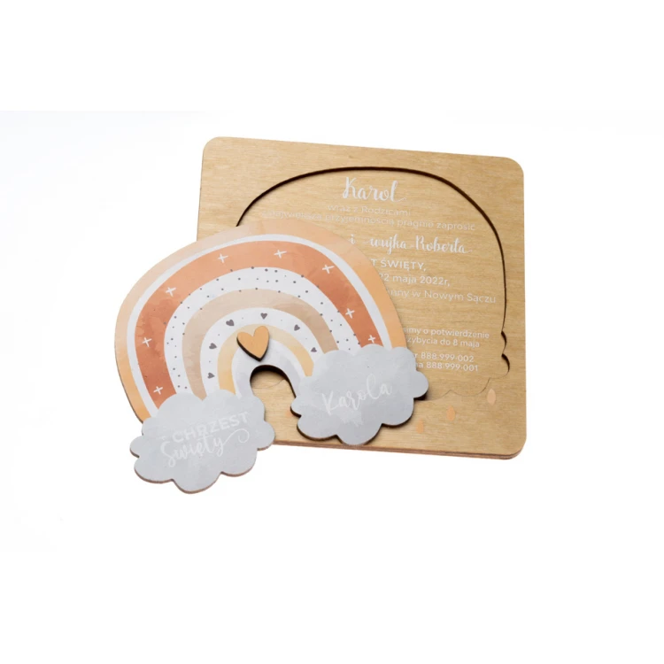 Holy Baptism Wooden Invitations - UV Print - ZAP078