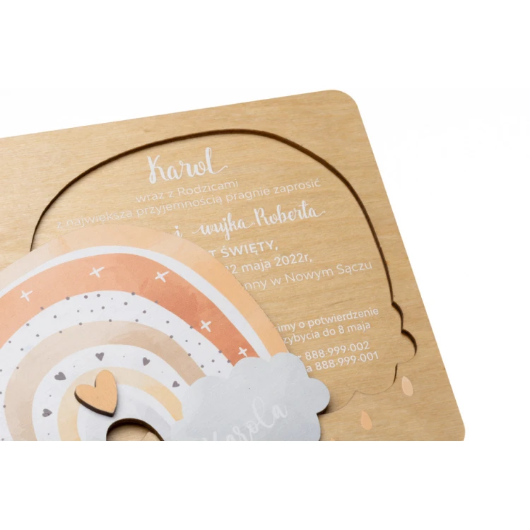 Holy Baptism Wooden Invitations - UV Print - ZAP078