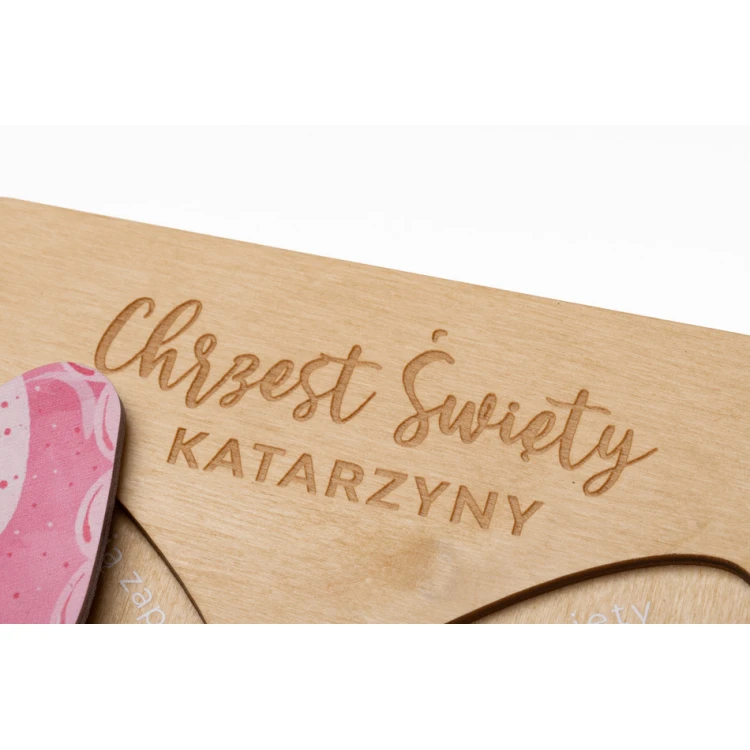 Holy Baptism Wooden Invitations - Engraving and UV Print - ZAP082