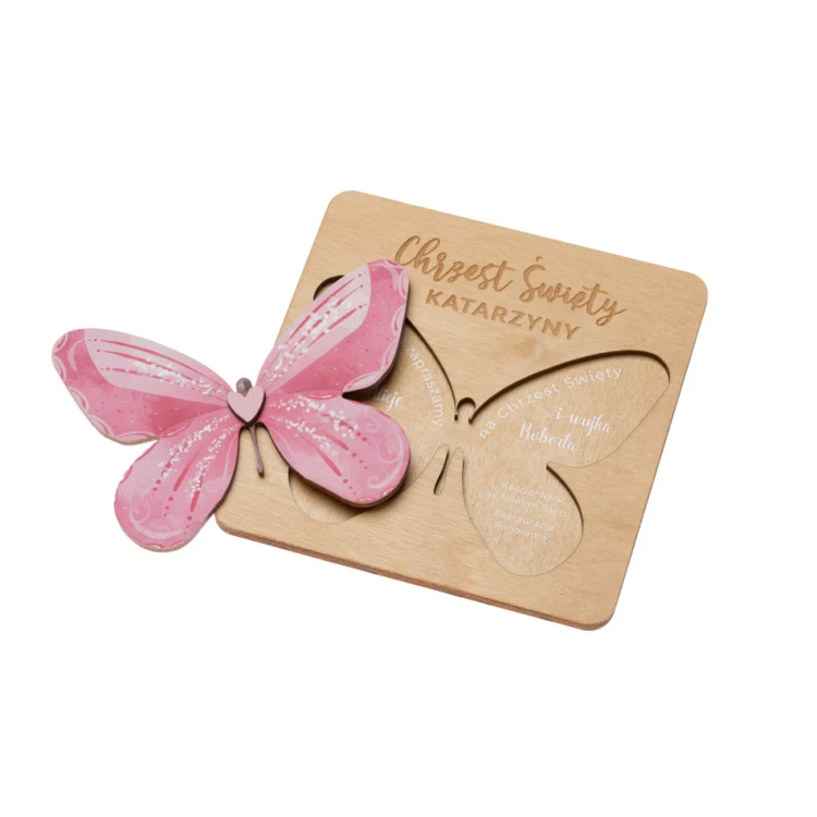 Holy Baptism Wooden Invitations - Engraving and UV Print - ZAP082