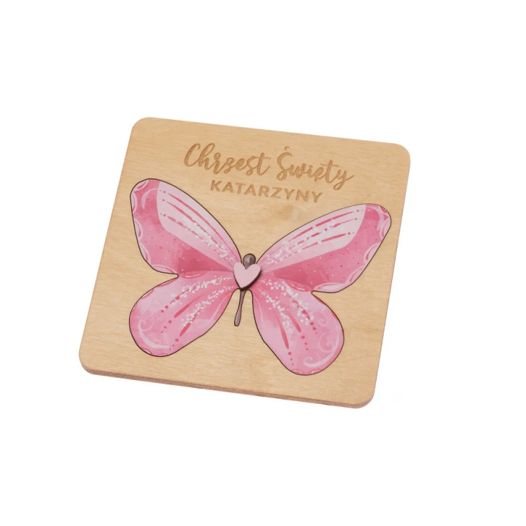 Holy Baptism Wooden Invitations - Engraving and UV Print - ZAP082