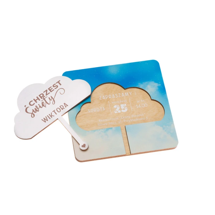 Holy Baptism Wooden Invitations - UV Print - ZAP083