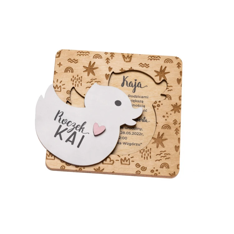 Wooden Birthday Invitations - Engraving and UV Print - ZAP080