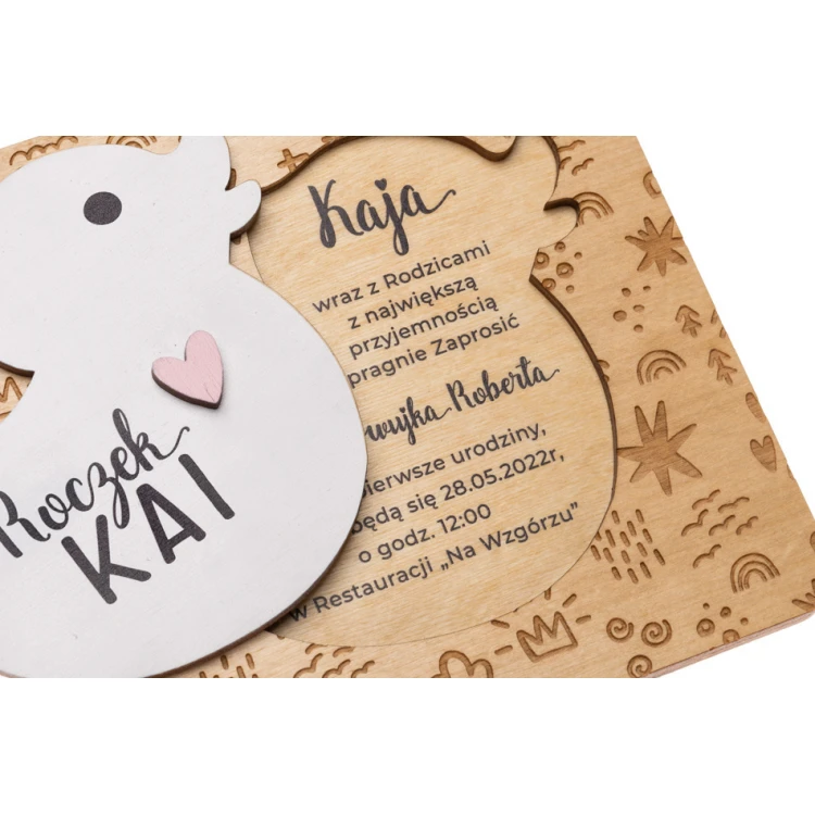 Wooden Birthday Invitations - Engraving and UV Print - ZAP080