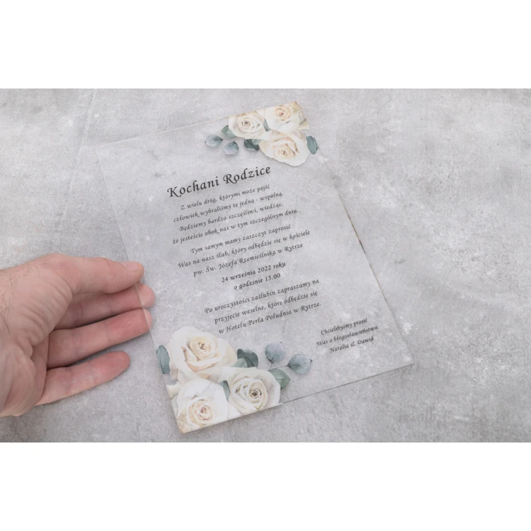 Wedding Invitations for Parents - size 148x210mm (A5) - 3mm plexi with UV print - INV084