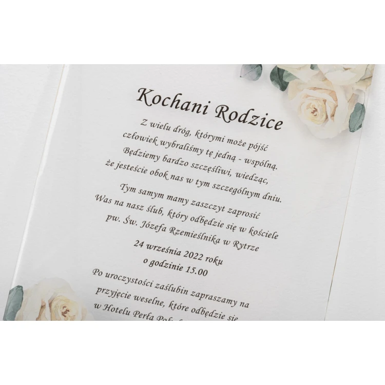 Wedding Invitations for Parents - size 148x210mm (A5) - 3mm plexi with UV print - INV084