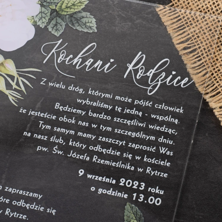 Wedding Invitations for Parents - size 148x210mm (A5) - 3mm plexi with UV print - INV086