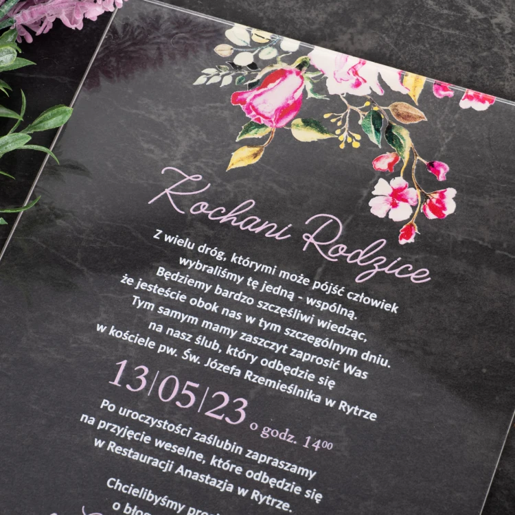 Wedding Invitations for Parents - size 148x210mm (A5) - 3mm plexi with UV print - INV087
