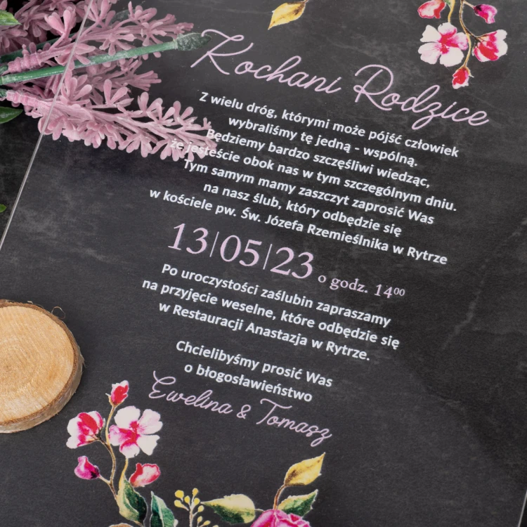 Wedding Invitations for Parents - size 148x210mm (A5) - 3mm plexi with UV print - INV087