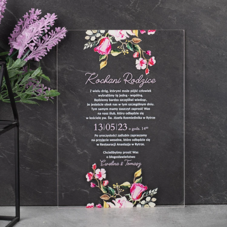 Wedding Invitations for Parents - size 148x210mm (A5) - 3mm plexi with UV print - INV087