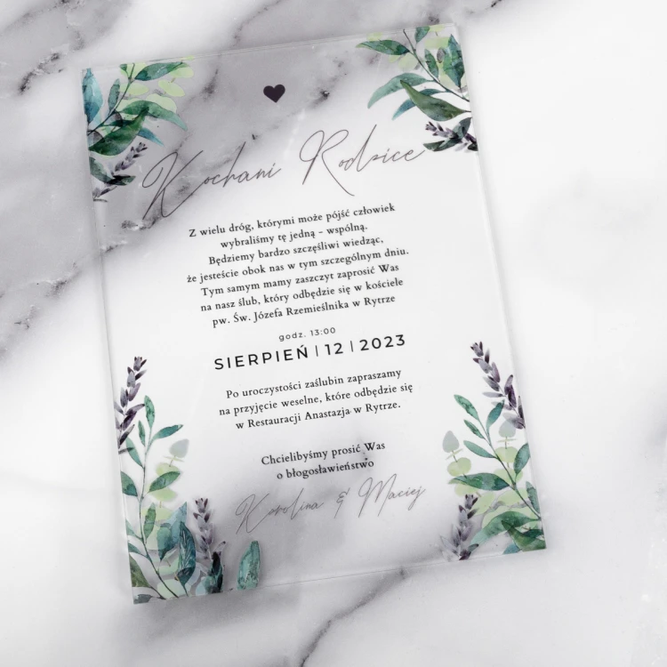 Wedding Invitations for Parents - size 148x210mm (A5) - 3mm plexi with UV print - INV088