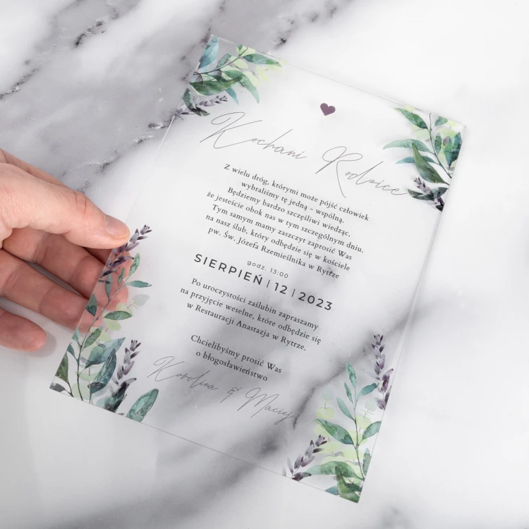 Wedding Invitations for Parents - size 148x210mm (A5) - 3mm plexi with UV print - INV088