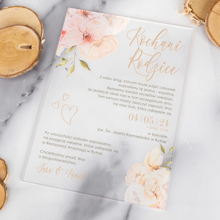 Wedding Invitations for Parents - size 148x210mm (A5) - 3mm plexi with UV print - INV089