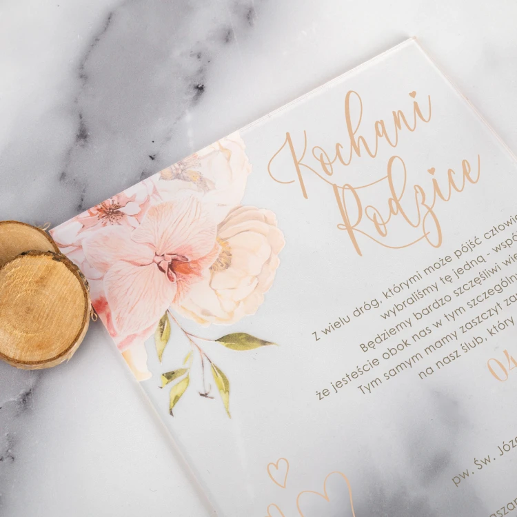 Wedding Invitations for Parents - size 148x210mm (A5) - 3mm plexi with UV print - INV089