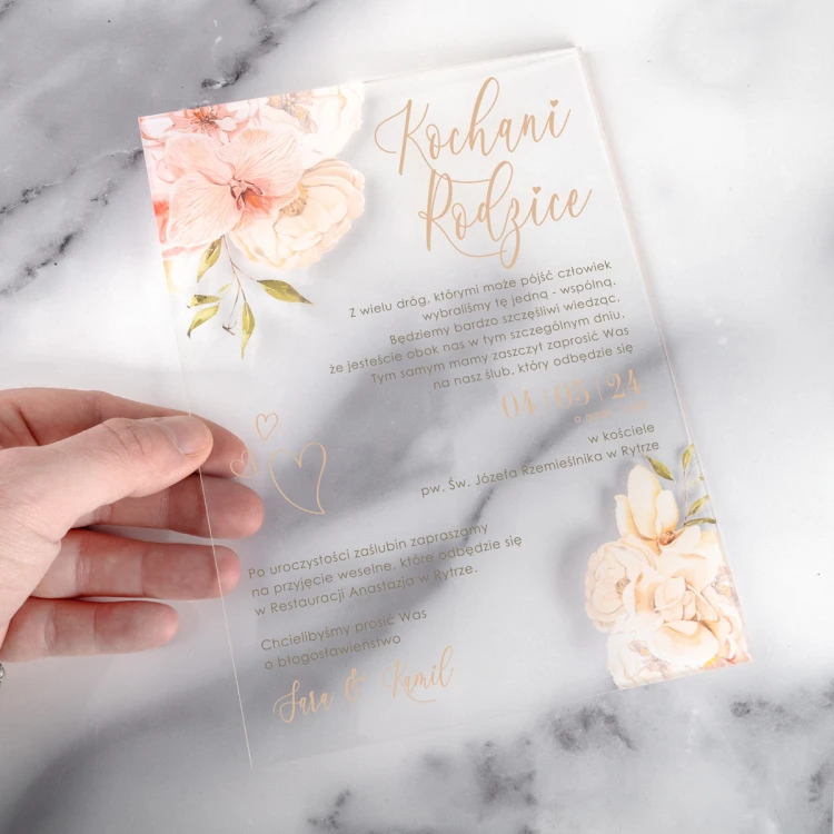 Wedding Invitations for Parents - size 148x210mm (A5) - 3mm plexi with UV print - INV089
