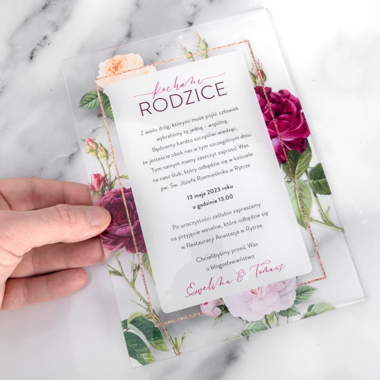 Wedding Invitations for Parents - size 148x210mm (A5) - 3mm plexi with UV print - INV090
