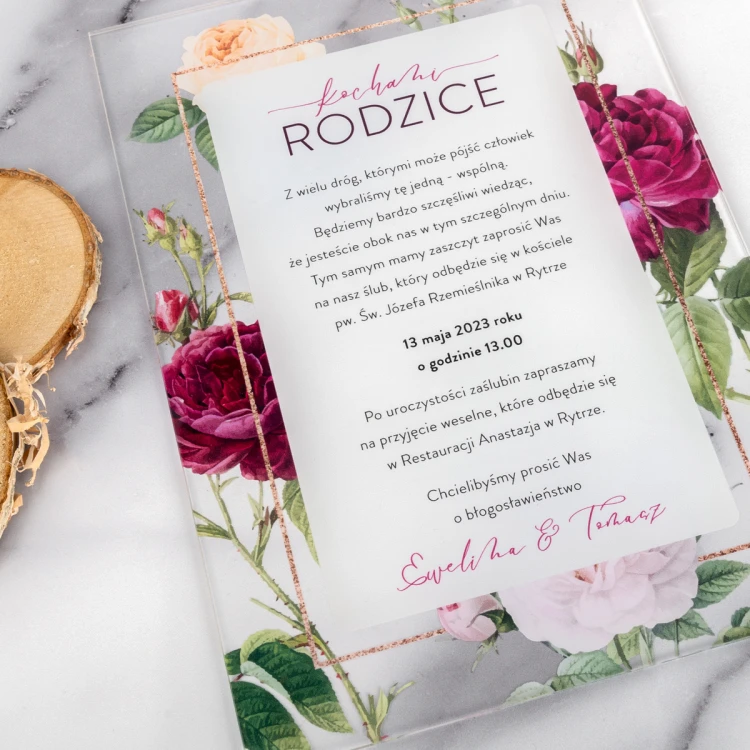 Wedding Invitations for Parents - size 148x210mm (A5) - 3mm plexi with UV print - INV090