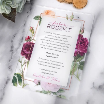 Wedding Invitations for Parents - size 148x210mm (A5) - 3mm plexi with UV print - INV090