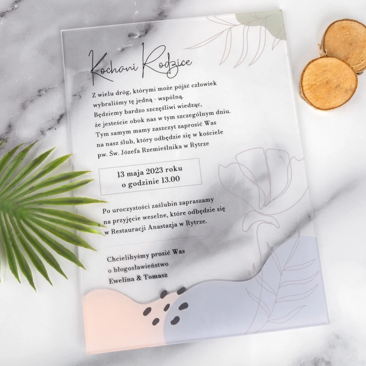 Wedding Invitations for Parents - size 148x210mm (A5) - 3mm plexi with UV print - INV092