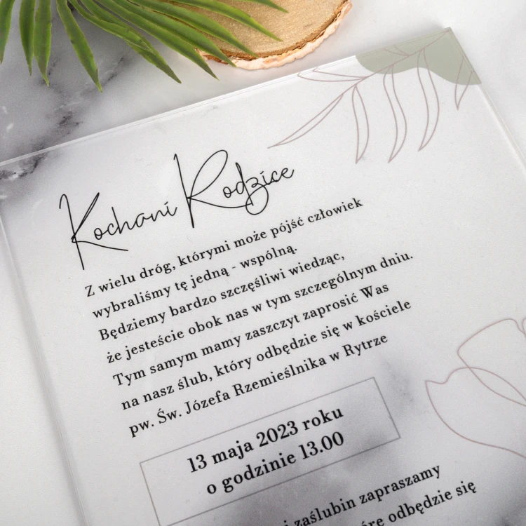 Wedding Invitations for Parents - size 148x210mm (A5) - 3mm plexi with UV print - INV092