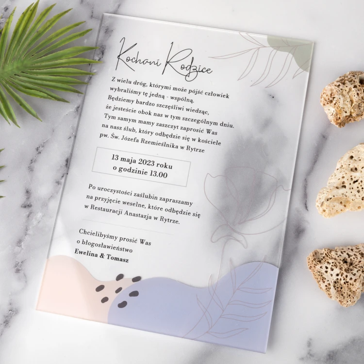 Wedding Invitations for Parents - size 148x210mm (A5) - 3mm plexi with UV print - INV092