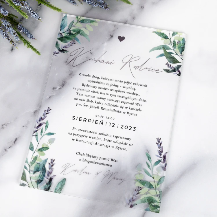 Wedding Invitations for Parents - size 148x210mm (A5) - 3mm plexi with UV print - INV088