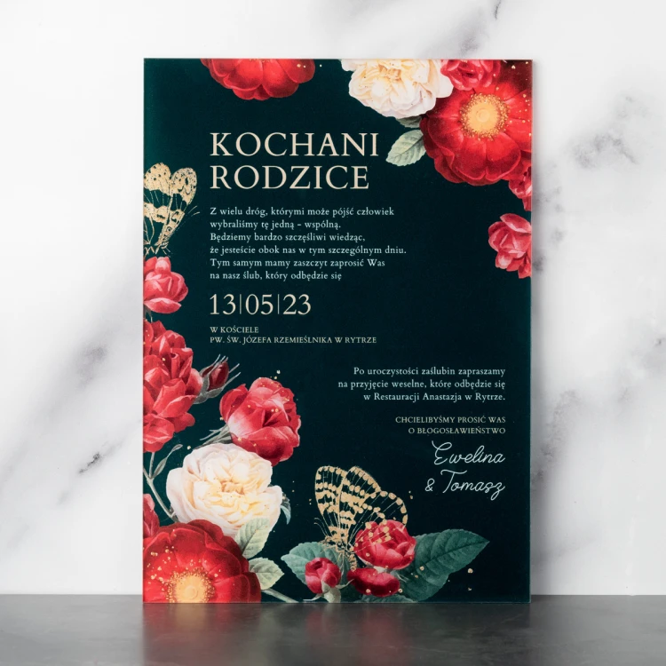 Wedding Invitations for Parents - size 148x210mm (A5) - 3mm plexi with UV print - INV091