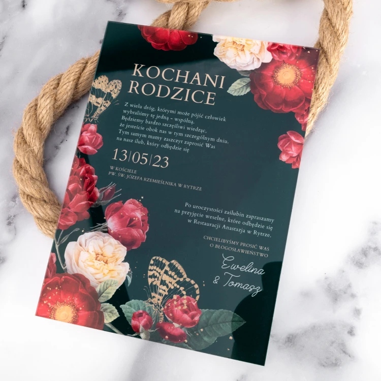 Wedding Invitations for Parents - size 148x210mm (A5) - 3mm plexi with UV print - INV091