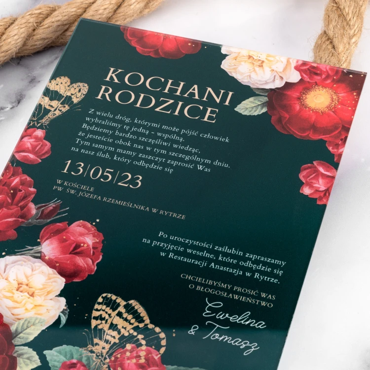Wedding Invitations for Parents - size 148x210mm (A5) - 3mm plexi with UV print - INV091