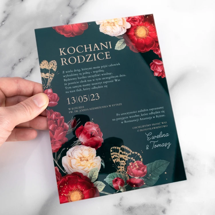 Wedding Invitations for Parents - size 148x210mm (A5) - 3mm plexi with UV print - INV091