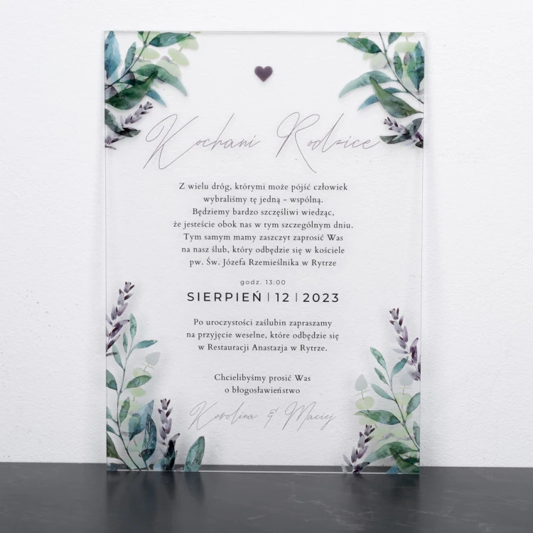 Wedding Invitations for Parents - size 148x210mm (A5) - 3mm plexi with UV print - INV088