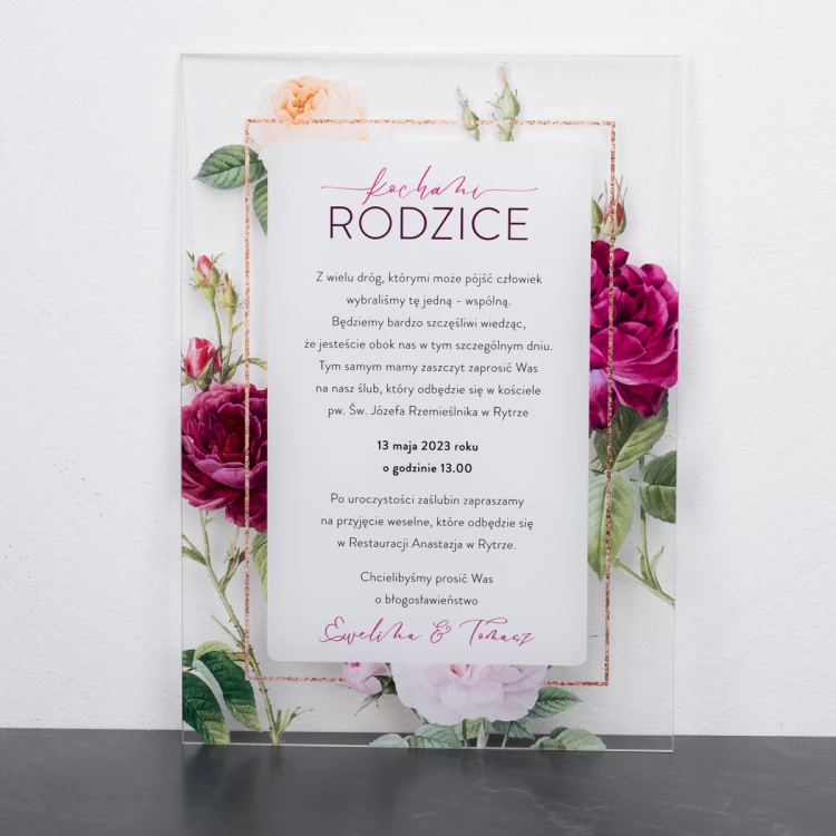 Wedding Invitations for Parents - size 148x210mm (A5) - 3mm plexi with UV print - INV090