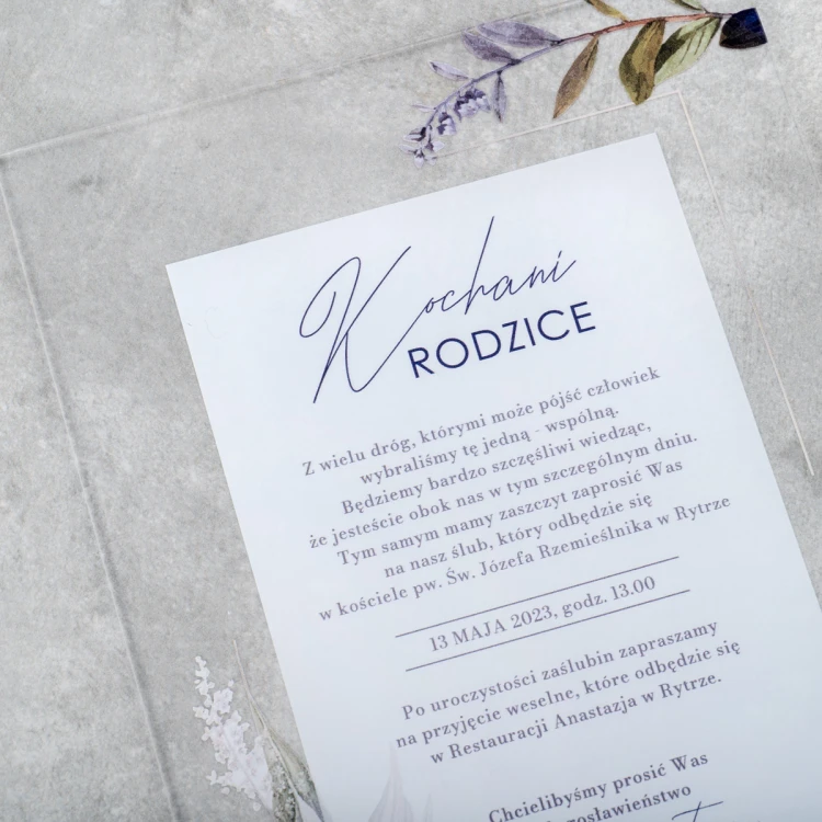 Wedding Invitations for Parents - size 148x210mm (A5) - 3mm plexi with UV print - INV093